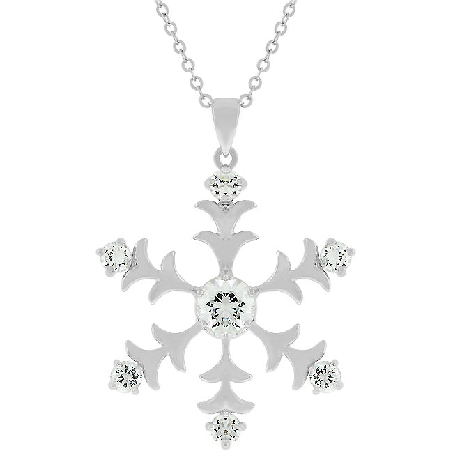 Buy LOVCIA Rhodium Plated Snowflake Necklace with Round Cut Stone - Latest Stylish Pendants for Women