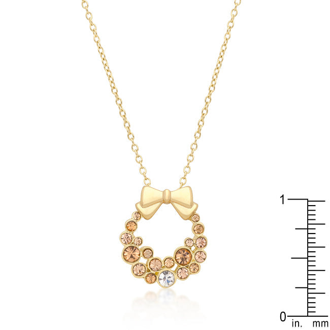 Buy LOVCIA Champagne Crystal Holiday Wreath Necklace - Latest Stylish Pendants for Women