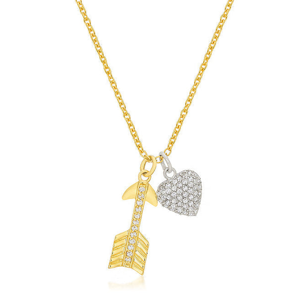 Buy LOVCIA Glistening Heart and Arrow Charm Necklace - Latest Stylish Pendants for Women