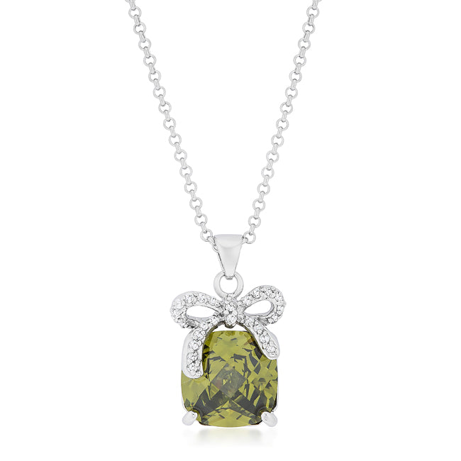 Buy LOVCIA Elegant Olivine Cubic Zirconia Pendant with Bow Design - Latest Stylish Pendants for Women