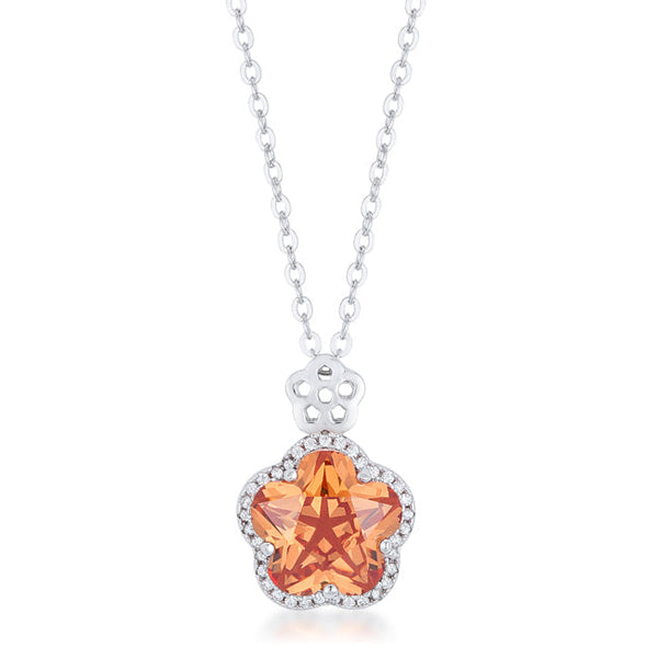 Buy LOVCIA Champagne Floral Cut CZ Pendant with Rhodium Plating - Latest Stylish Pendants for Women