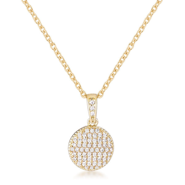 Buy LOVCIA Dazzling CZ Pave Disc Pendant Necklace in Gold Finish - Latest Stylish Pendants for Women