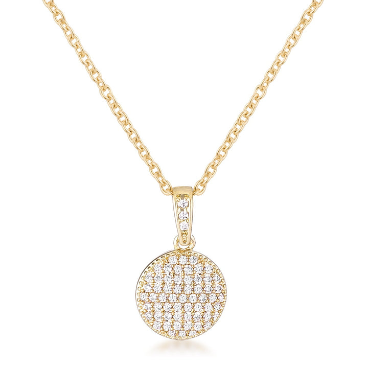 Buy LOVCIA Dazzling CZ Pave Disc Pendant Necklace in Gold Finish - Latest Stylish Pendants for Women