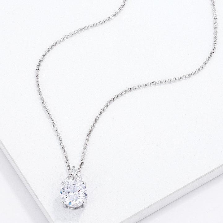 Buy LOVCIA Elegant 9mm Clear CZ Pendant with Rhodium Plating - Latest Stylish Pendants for Women