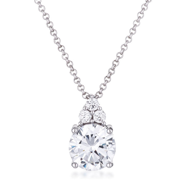 Buy LOVCIA Elegant 9mm Clear CZ Pendant with Rhodium Plating - Latest Stylish Pendants for Women