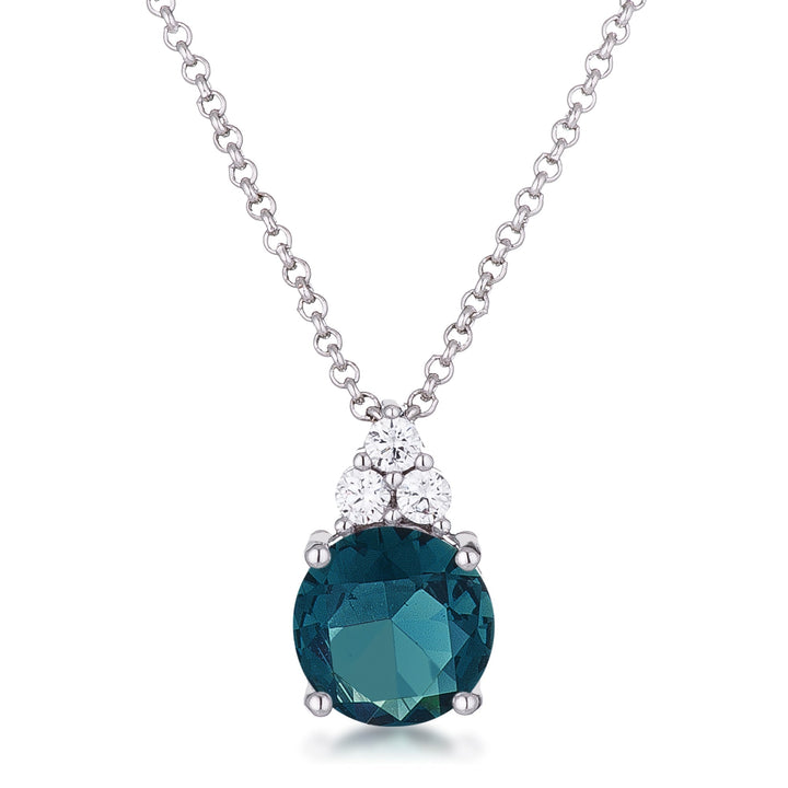 Buy LOVCIA Rhodium Plated Pendant with Blue Green CZ and White Accents - Latest Stylish Pendants for Women