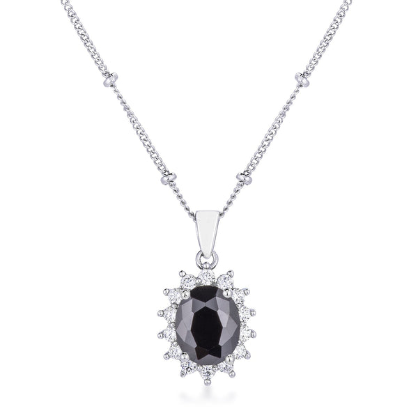 Buy LOVCIA Black Petite Oval Pendant with Rhodium Plating - Latest Stylish Pendants for Women