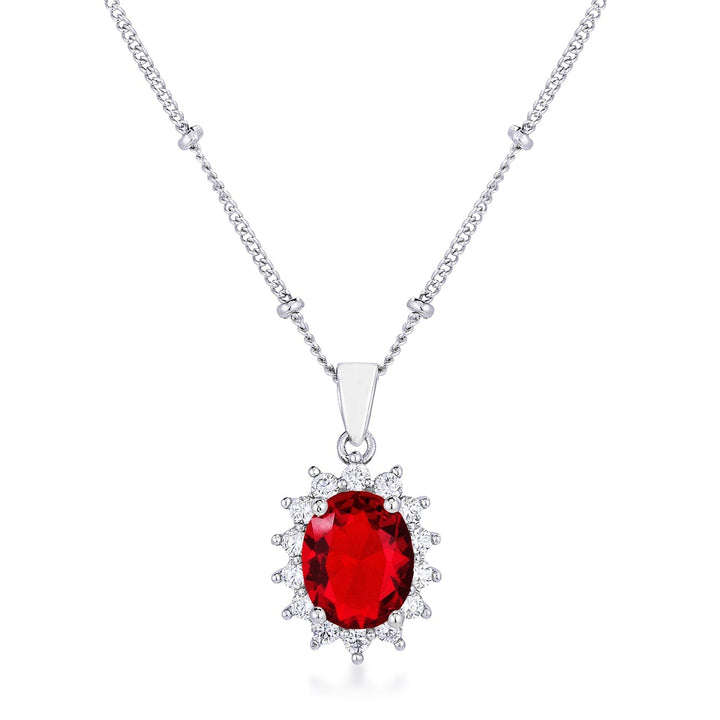 Buy LOVCIA Rhodium Coated Elegant Ruby Red Oval Pendant - Latest Stylish Pendants for Women