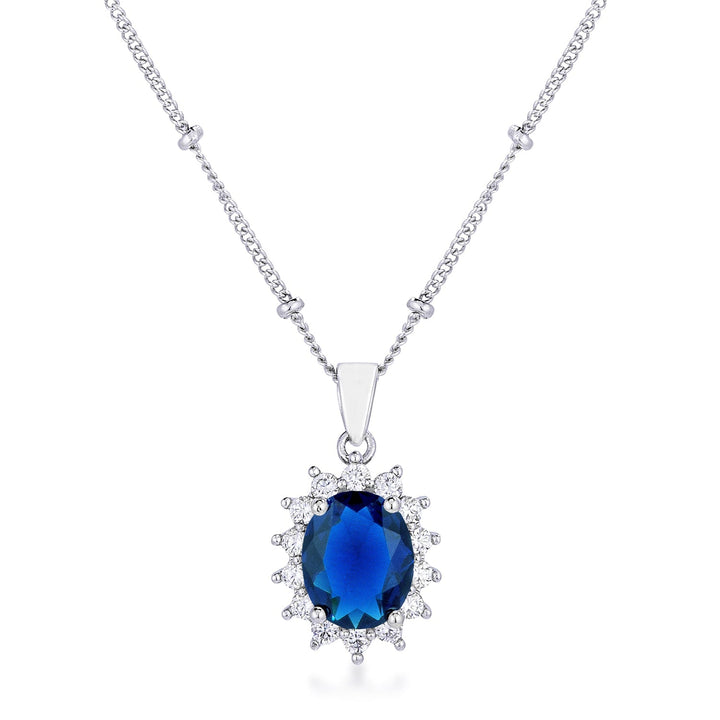 Buy LOVCIA Elegant Sapphire Blue Royal Oval Pendant with Rhodium Plating - Latest Stylish Pendants for Women