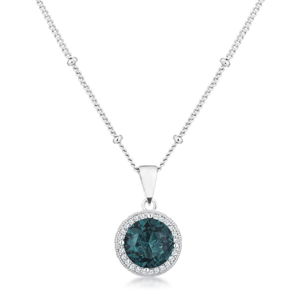 Buy LOVCIA Ocean Blue Green CZ Halo Pendant Necklace with Rhodium Plated Chain - Latest Stylish Pendants for Women