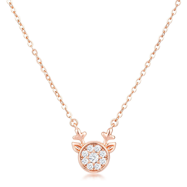 Buy LOVCIA Reversible Rose Goldtone Reindeer Pendant with Sapphire Blue and Clear CZ Stones - Latest Stylish Pendants for Women