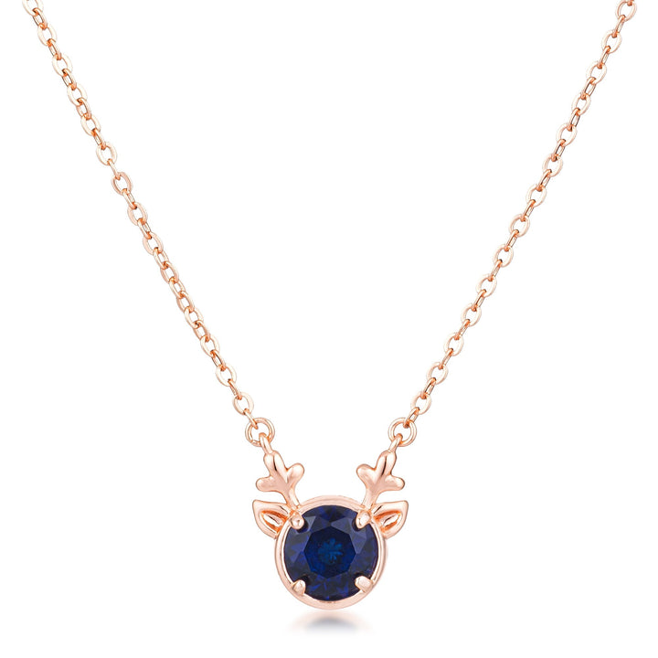 Buy LOVCIA Reversible Rose Goldtone Reindeer Pendant with Sapphire Blue and Clear CZ Stones - Latest Stylish Pendants for Women