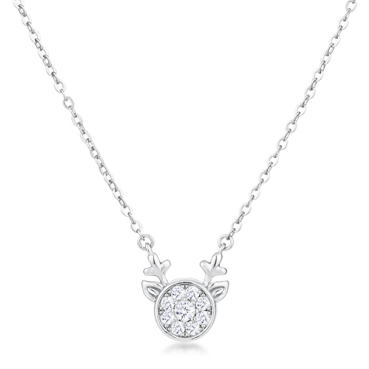 Buy LOVCIA Reversible Champagne CZ Reindeer Pendant with Rhodium Plating - Latest Stylish Pendants for Women