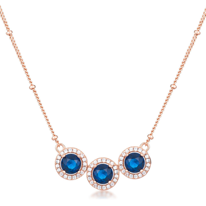 Buy LOVCIA Rose Goldtone Sapphire Blue CZ Triple-Halo Pendant - Latest Stylish Pendants for Women