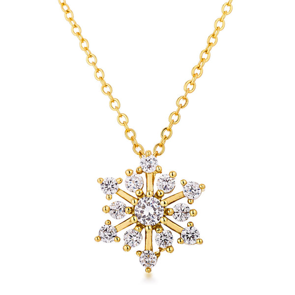 Buy LOVCIA Radiant Gold Plated Snowflake Pendant with CZ Crystals - Latest Stylish Pendants for Women