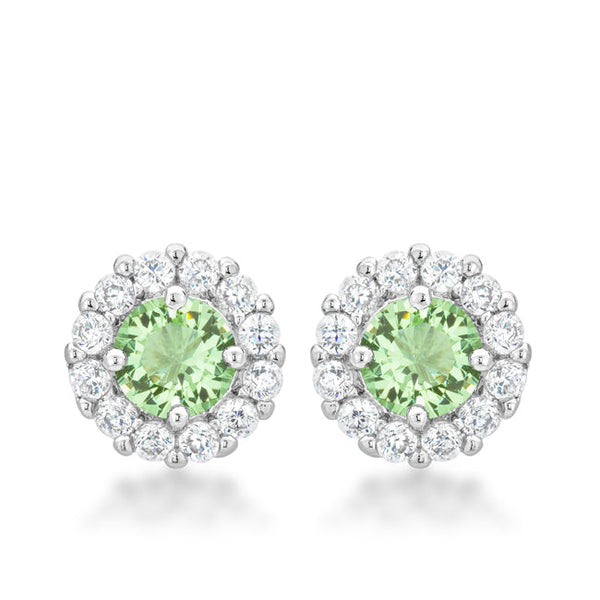 Lovcia Peridot Elegance Bridal Earrings with Rhodium Finish-Earrings-