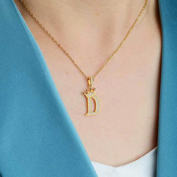 Lovcia Personality Matters Rhinestone Zircon Letter Pendant Necklace Jewellery for Women-Necklaces-A-A