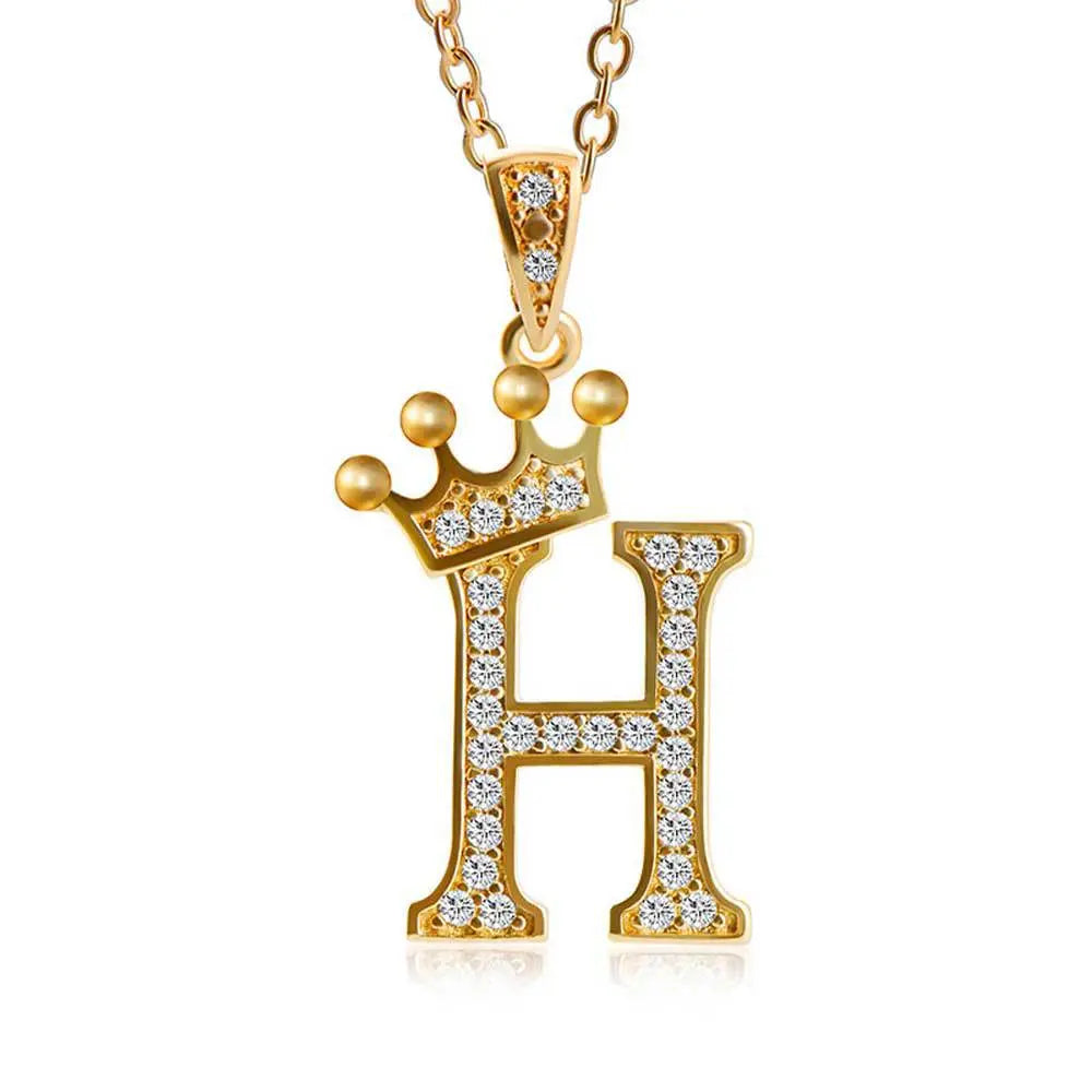 Lovcia Personality Matters Rhinestone Zircon Letter Pendant Necklace Jewellery for Women-Necklaces-A-A