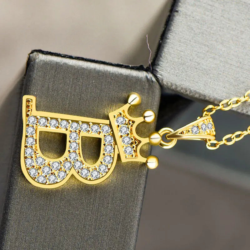 Lovcia Personality Matters Rhinestone Zircon Letter Pendant Necklace Jewellery for Women-Necklaces-B-B