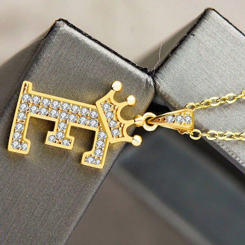 Lovcia Personality Matters Rhinestone Zircon Letter Pendant Necklace Jewellery for Women-Necklaces-E-E