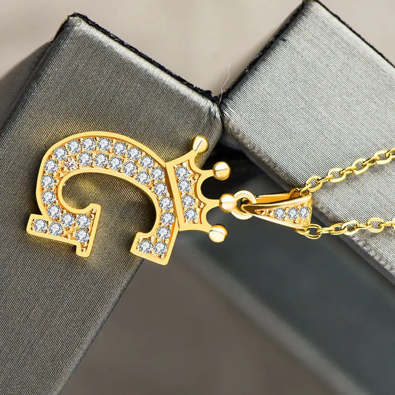 Lovcia Personality Matters Rhinestone Zircon Letter Pendant Necklace Jewellery for Women-Necklaces-G-G