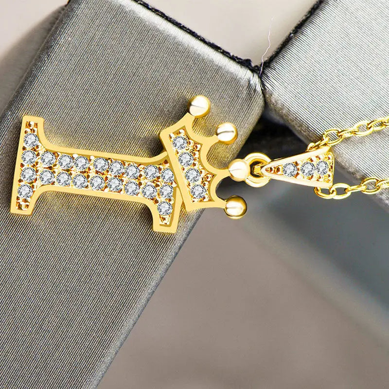 Lovcia Personality Matters Rhinestone Zircon Letter Pendant Necklace Jewellery for Women-Necklaces-I-I