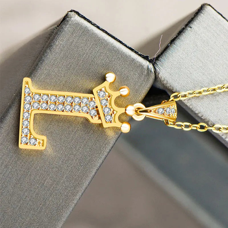 Lovcia Personality Matters Rhinestone Zircon Letter Pendant Necklace Jewellery for Women-Necklaces-L-L