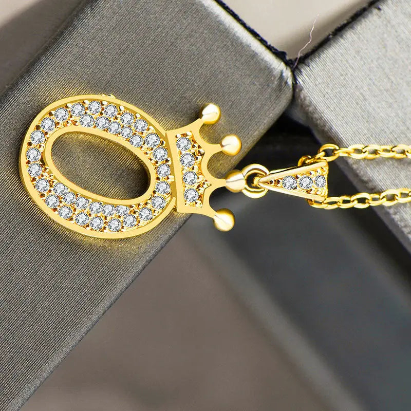 Lovcia Personality Matters Rhinestone Zircon Letter Pendant Necklace Jewellery for Women-Necklaces-O-O
