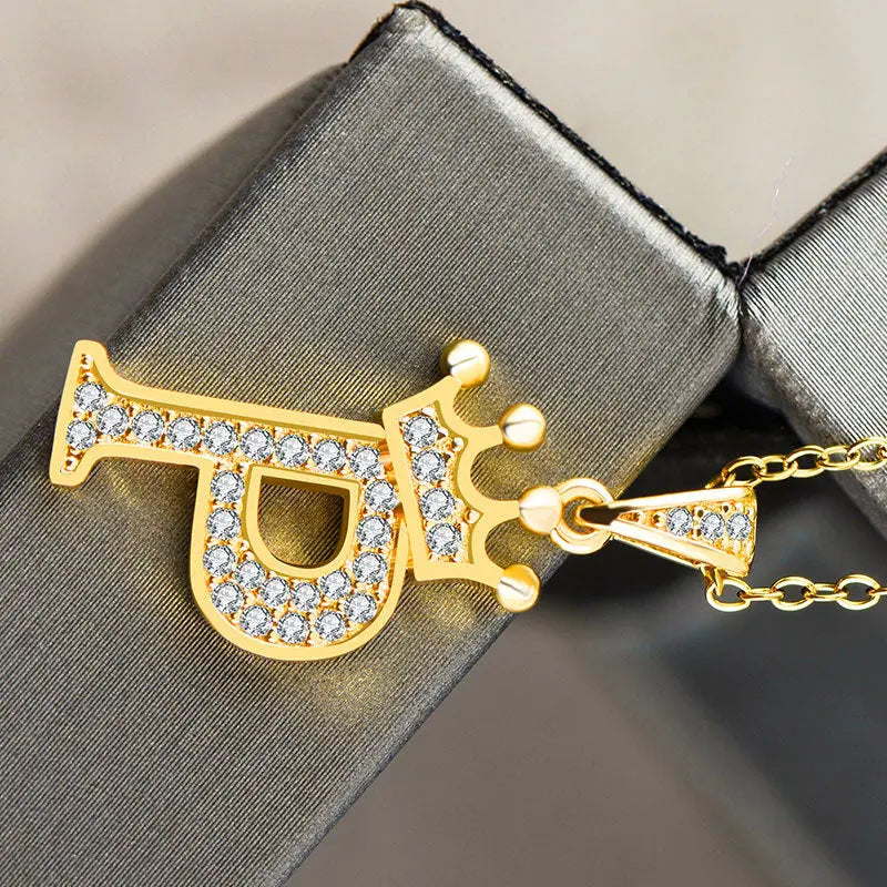 Lovcia Personality Matters Rhinestone Zircon Letter Pendant Necklace Jewellery for Women-Necklaces-P-P