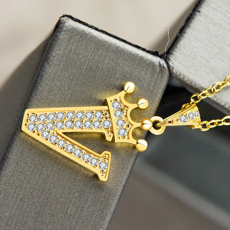 Lovcia Personality Matters Rhinestone Zircon Letter Pendant Necklace Jewellery for Women-Necklaces-V-V