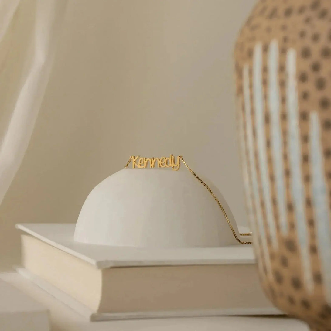 Lovcia Personalized Name locket Necklace - Modern Name Necklace - Personalized Jewellery - Christmas Gift - Custom Name Jewellery-Necklaces-Gold-30cm plus 5cm extension chain-Gold