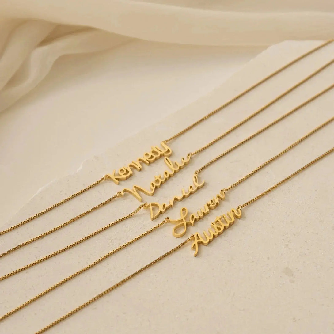 Lovcia Personalized Name locket Necklace - Modern Name Necklace - Personalized Jewellery - Christmas Gift - Custom Name Jewellery-Necklaces-Gold-30cm plus 5cm extension chain-Gold
