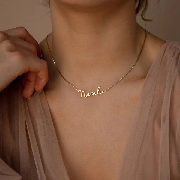Lovcia Personalized Name locket Necklace - Modern Name Necklace - Personalized Jewellery - Christmas Gift - Custom Name Jewellery-Necklaces-Rose Gold-30cm plus 5cm extension chain-Rose Gold