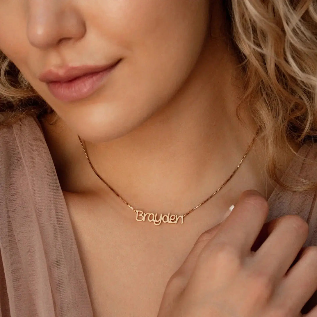 Lovcia Personalized Name locket Necklace - Modern Name Necklace - Personalized Jewellery - Christmas Gift - Custom Name Jewellery-Necklaces-Silver-30cm plus 5cm extension chain-Silver