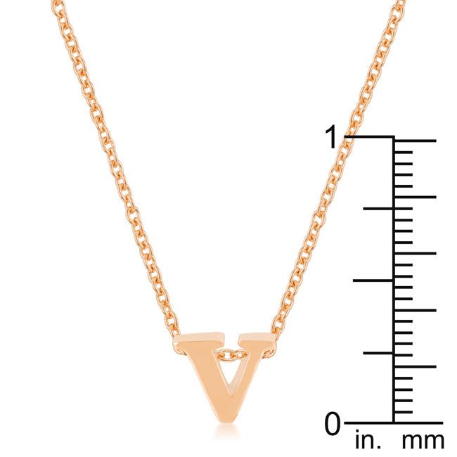 Lovcia Personalized Rose Gold Initial V Letter Pendant Necklace-Pendants-