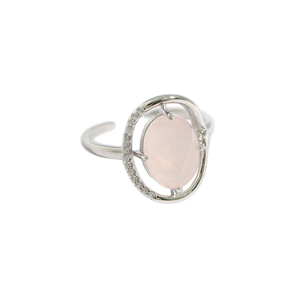 Lovcia Pink CZ Round Ring 925 Sterling Silver Adjustable-Rings-Yellow Gold-Yellow Gold
