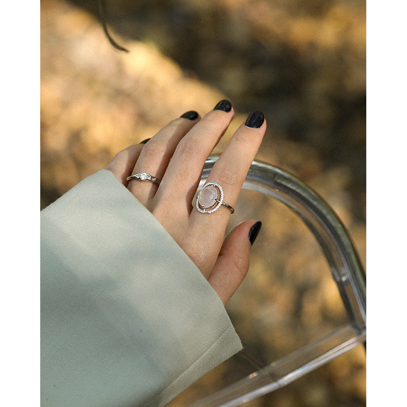 Lovcia Pink CZ Round Ring 925 Sterling Silver Adjustable-Rings-Yellow Gold-Yellow Gold