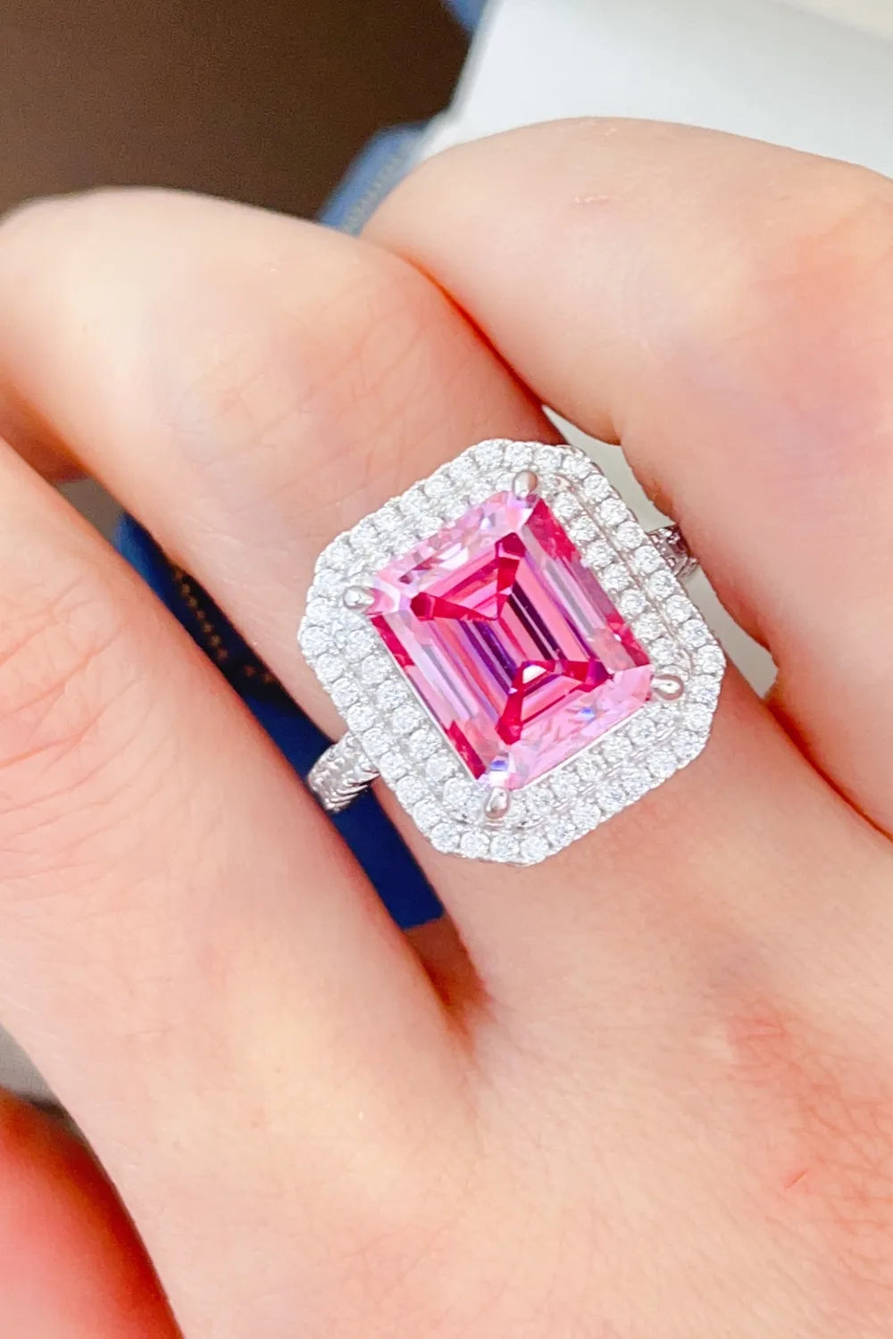 Lovcia Pink Glow 2 Carat Moissanite 925 Sterling Silver Ring for Women - Hot Pink-5- - Buy latest trendy Rings for Women and Girls