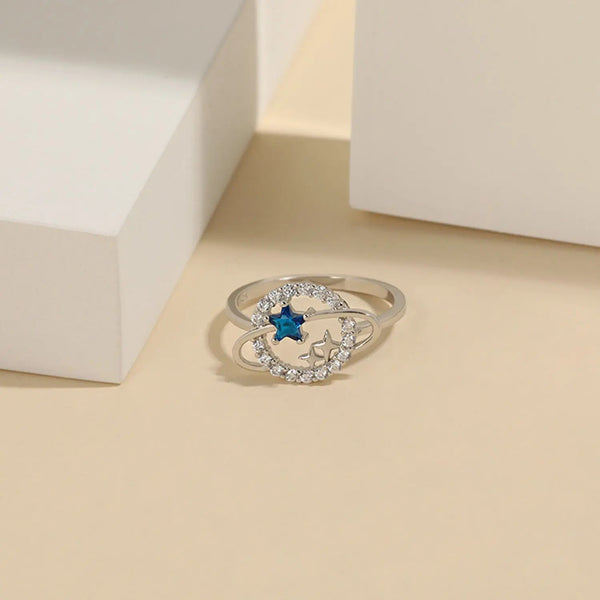 Lovcia Planet Shape Inlaid Zircon 925 Sterling Silver Ring-Rings-Silver-5-Silver