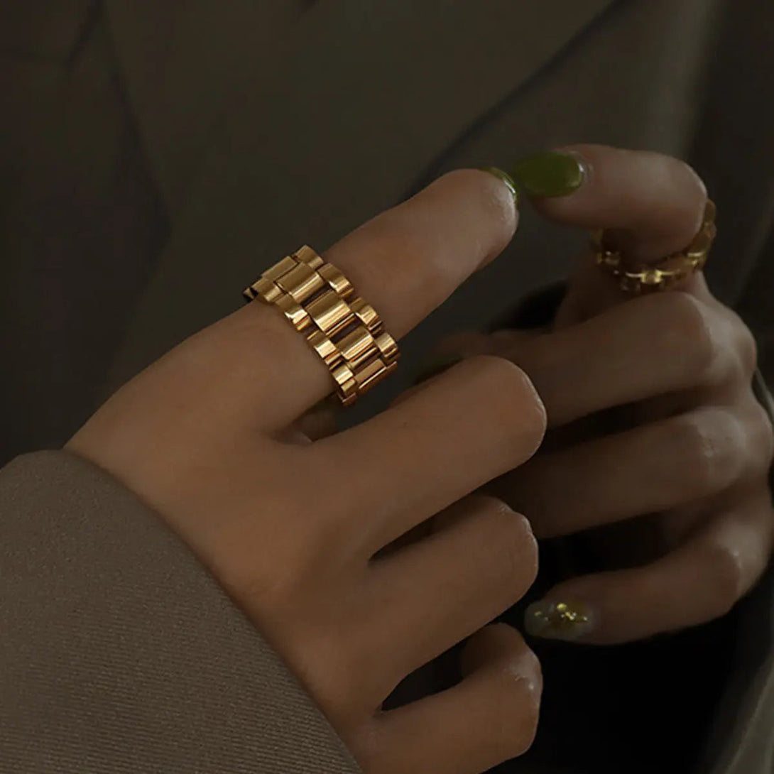 Lovcia Plated Titanium Steel Ring-Rings-Gold-6-Gold