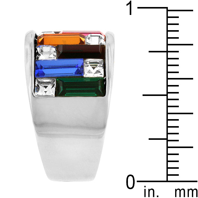 Lovcia Platinum Luster Crystal Cocktail Ring-Rings-5-5