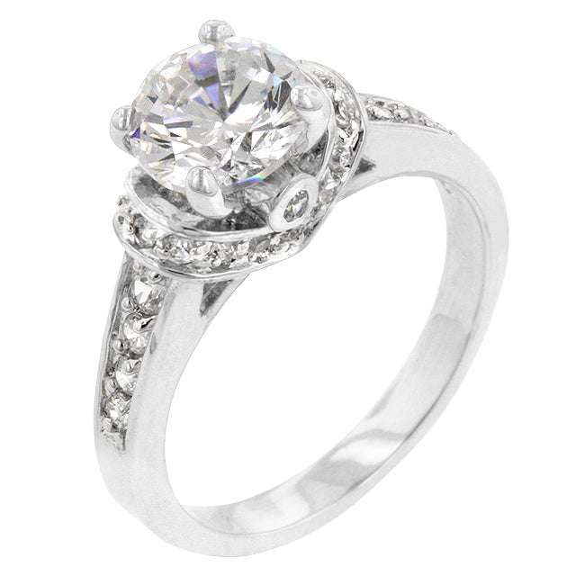 Lovcia Platinum Luster Cubic Zirconia Regal Ring-Rings-5-5
