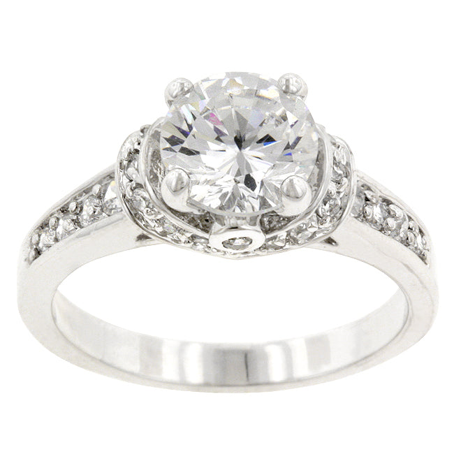 Lovcia Platinum Luster Cubic Zirconia Regal Ring-Rings-5-5