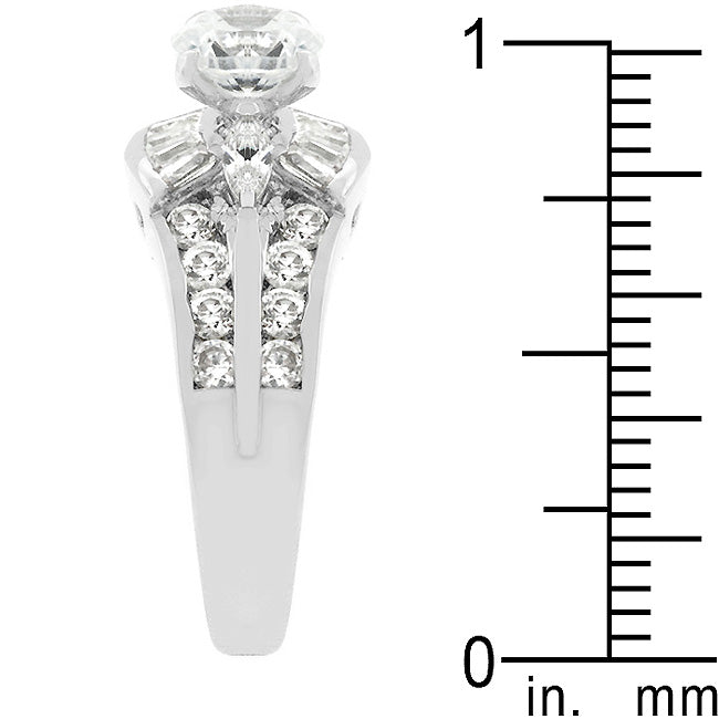 Lovcia Platinum-Luster Silver Tone Ring with Cubic Zirconia-Rings-5-5