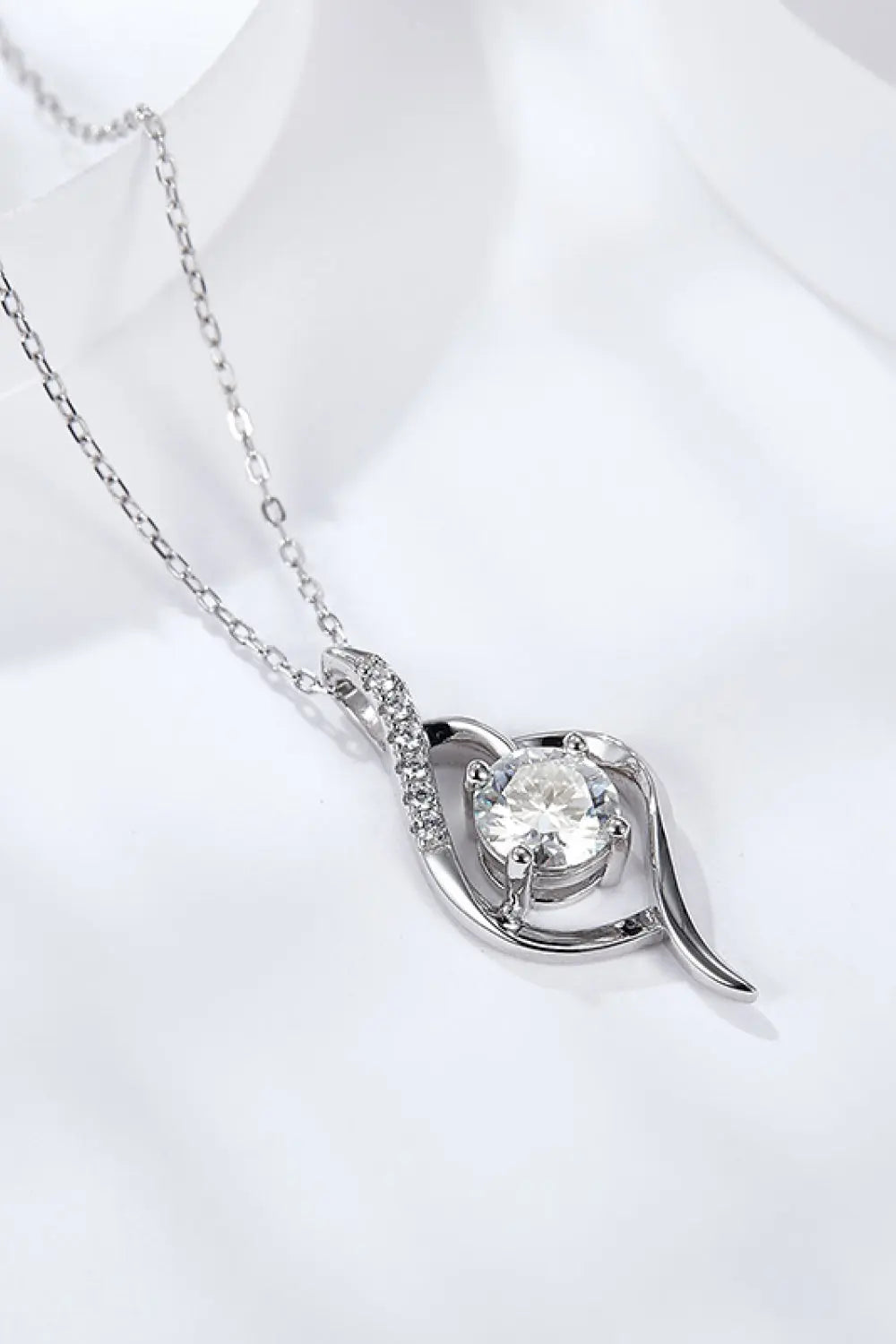Lovcia Platinum-Plated 1 Carat Moissanite Pendant Necklace-Necklaces-Silver-One Size-Silver