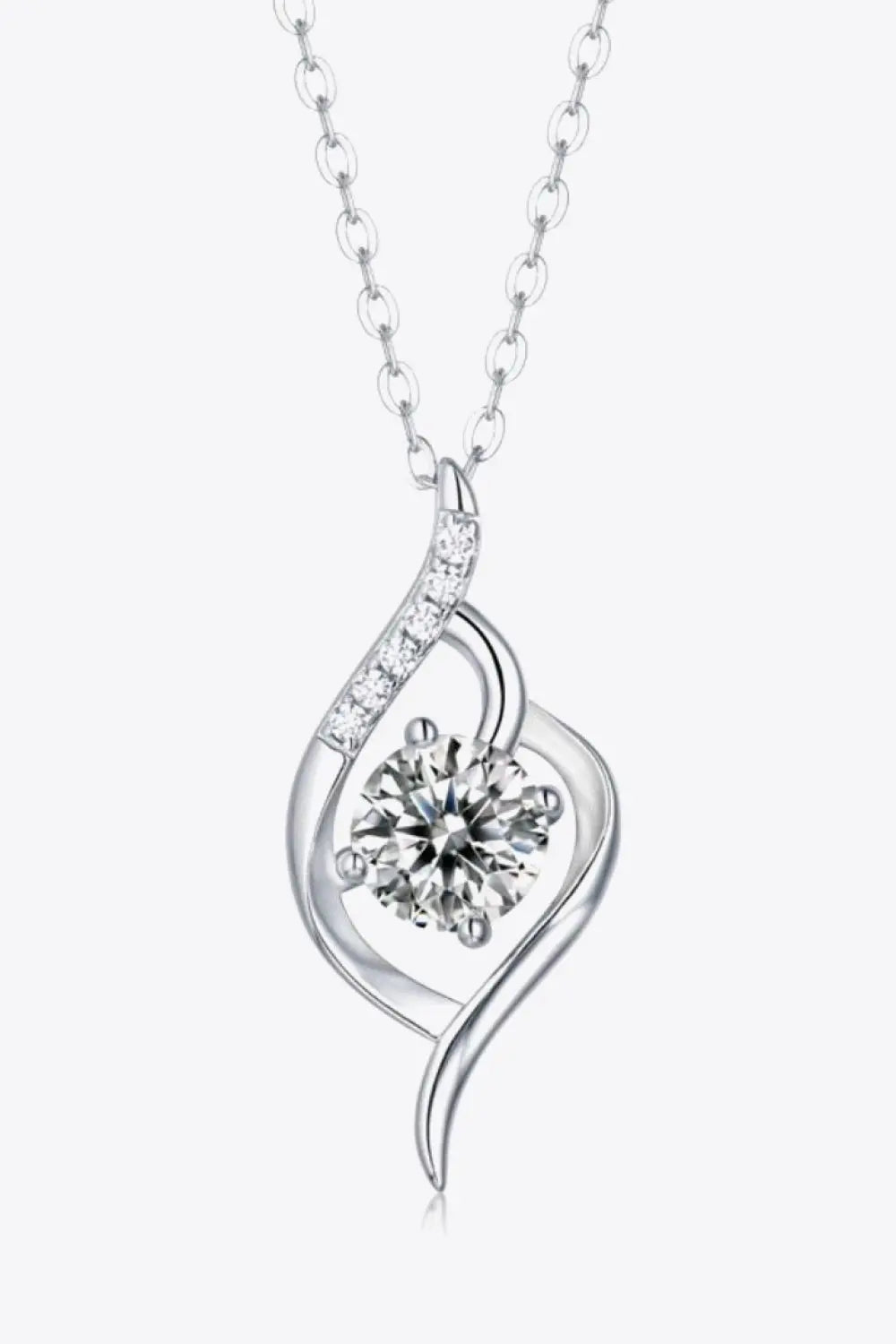 Lovcia Platinum-Plated 1 Carat Moissanite Pendant Necklace-Necklaces-Silver-One Size-Silver