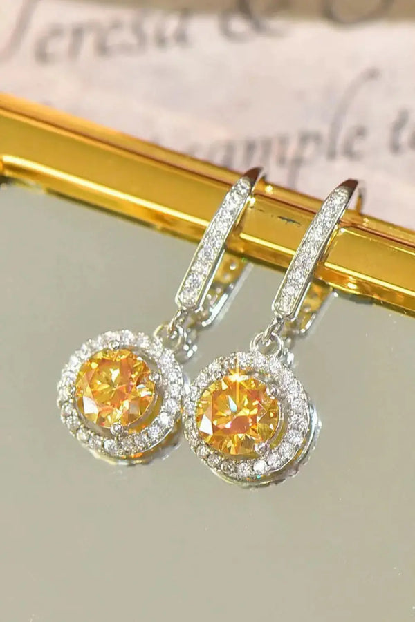 Lovcia Platinum-Plated 2 Carat Moissanite Drop Earrings-Earrings-Yellow/White-One Size-Yellow/White