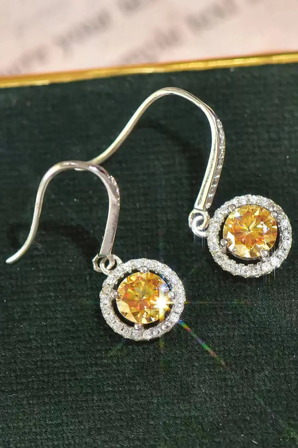 Lovcia Platinum-Plated 2 Carat Moissanite Drop Earrings-Earrings-Yellow/White-One Size-Yellow/White
