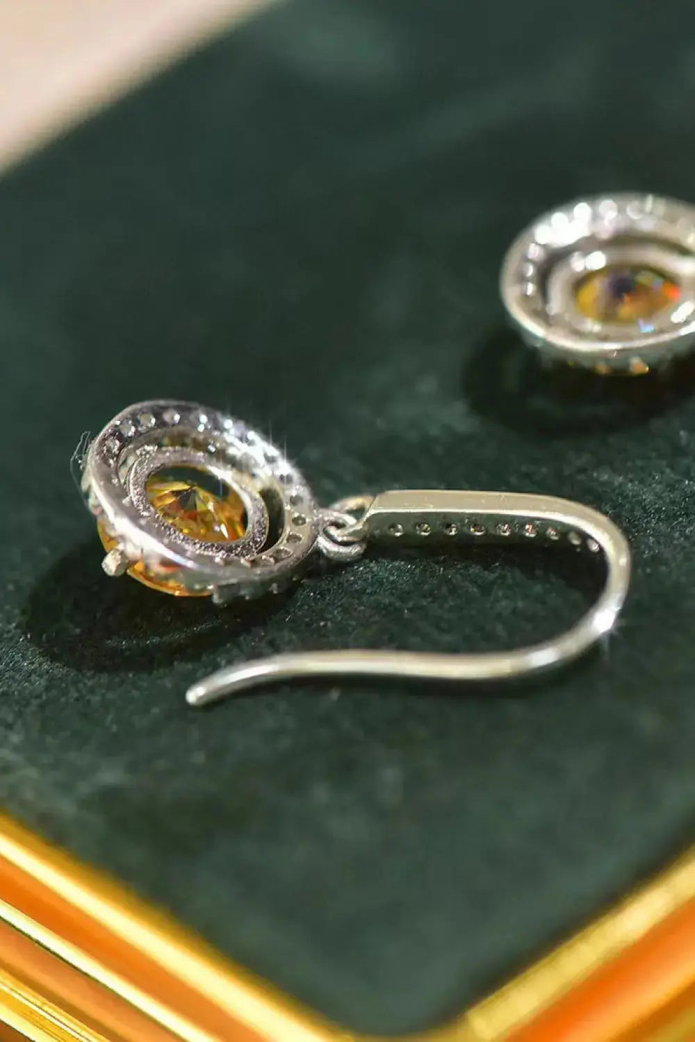Lovcia Platinum-Plated 2 Carat Moissanite Drop Earrings-Earrings-Yellow/White-One Size-Yellow/White