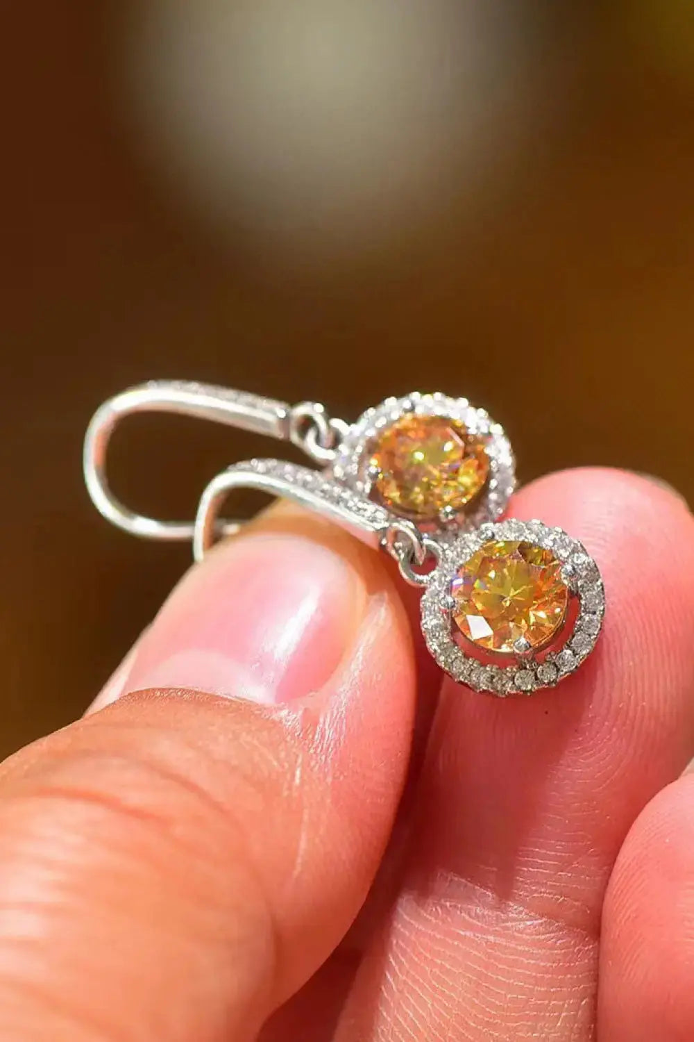 Lovcia Platinum-Plated 2 Carat Moissanite Drop Earrings-Earrings-Yellow/White-One Size-Yellow/White